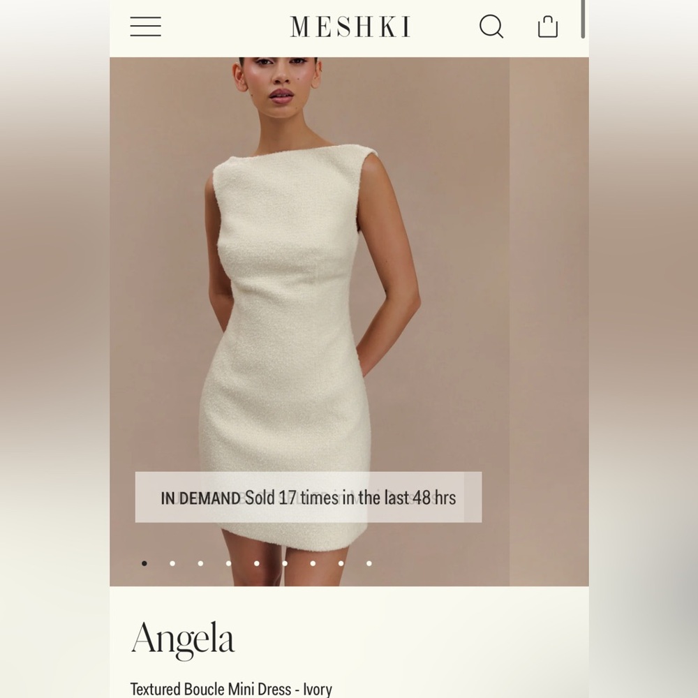 Meshki Angela Boucle White Mini Dress XS